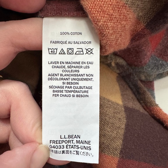 LL Bean Mens Chamois Flannel Traditional Fit Plaid Shirt Long Sleeve Large - Picture 6 of 6